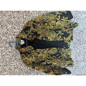 Vintage 80s Ruth Norman for Neiman Marcus Jewel Print Quilted Jacket L USA